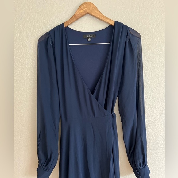 NWOT My Whole Heart Dark Navy Blue Long Sleeve Wrap Dress - Picture 4 of 6
